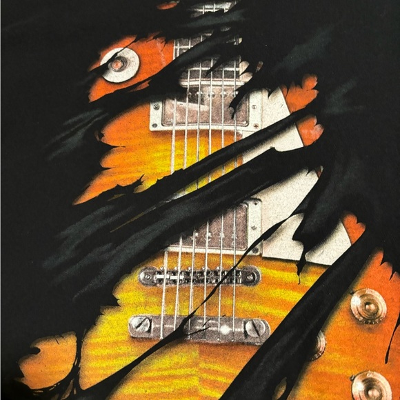 VTG Guitar Graphic Rock Tee Shirt on Hanes Heavyweight Size Medium - Picture 2 of 5